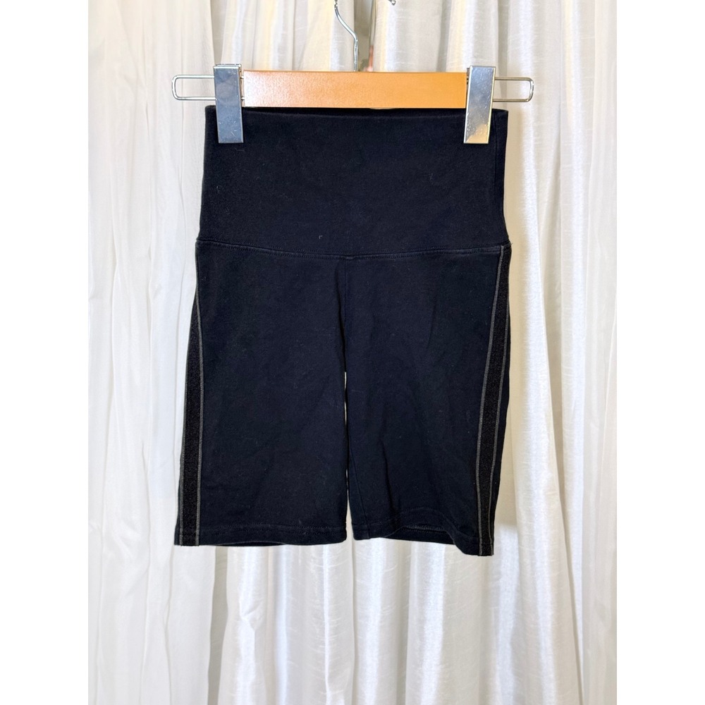 TNA Aritzia Biker Shorts Womens 2XS Black High Waisted Side Stripe Activewear